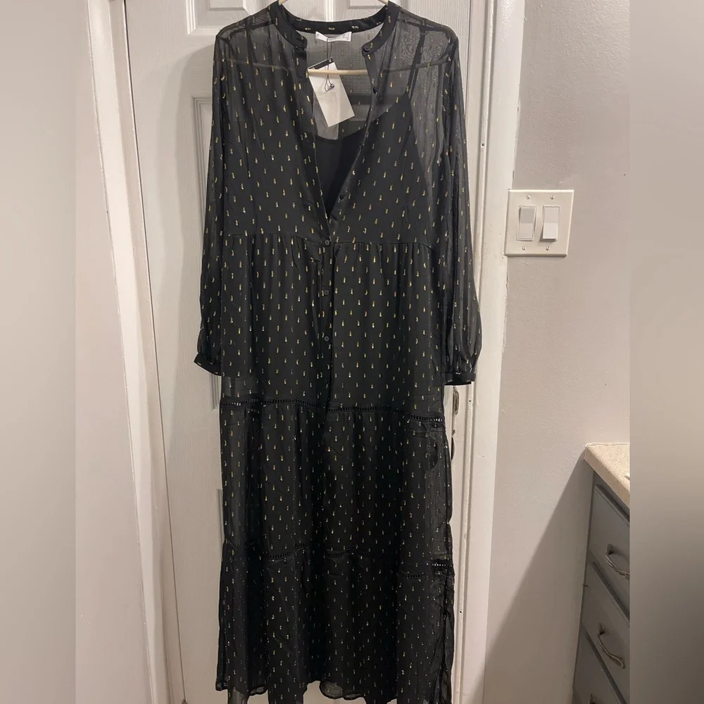 Black & Gold Sheer Maxi Dress 👗 - Picture 2 of 4